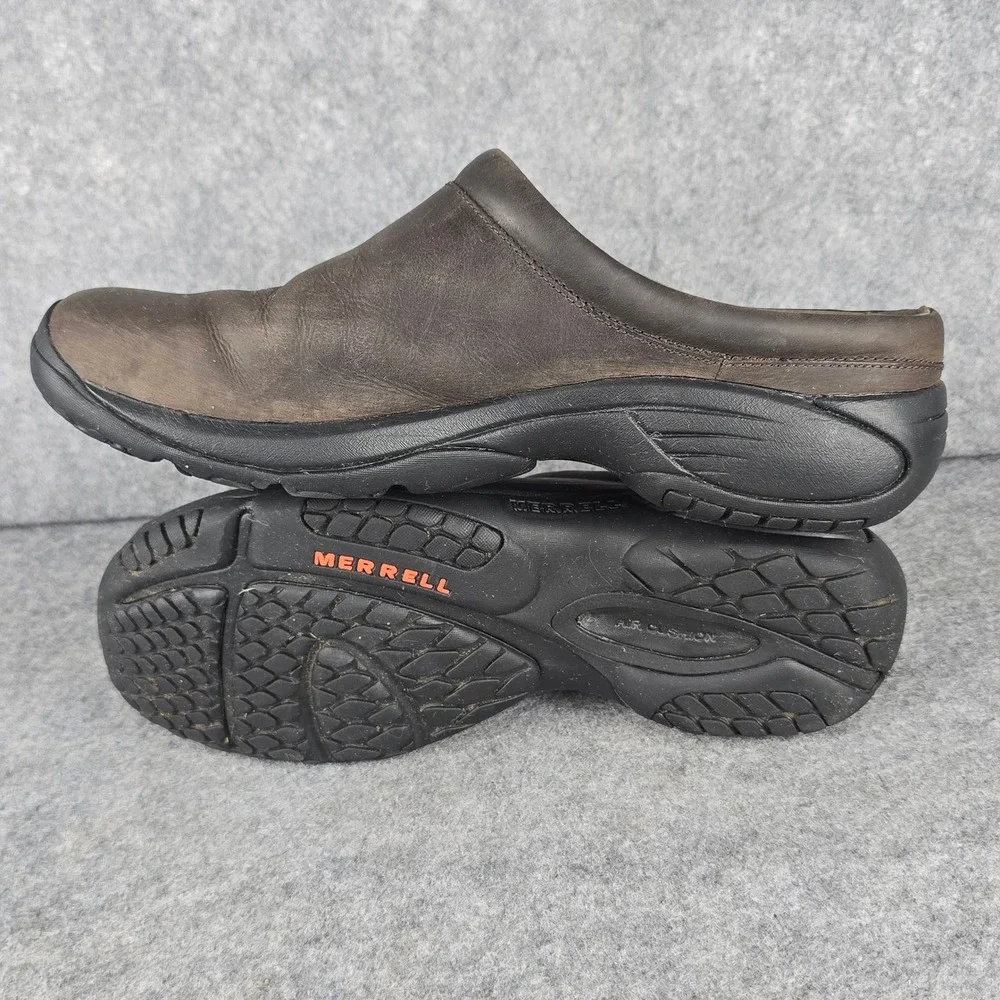 Merrell Encore Clog Mens 11 Espresso Brown Leather Faux Fur Lining Air Cushion